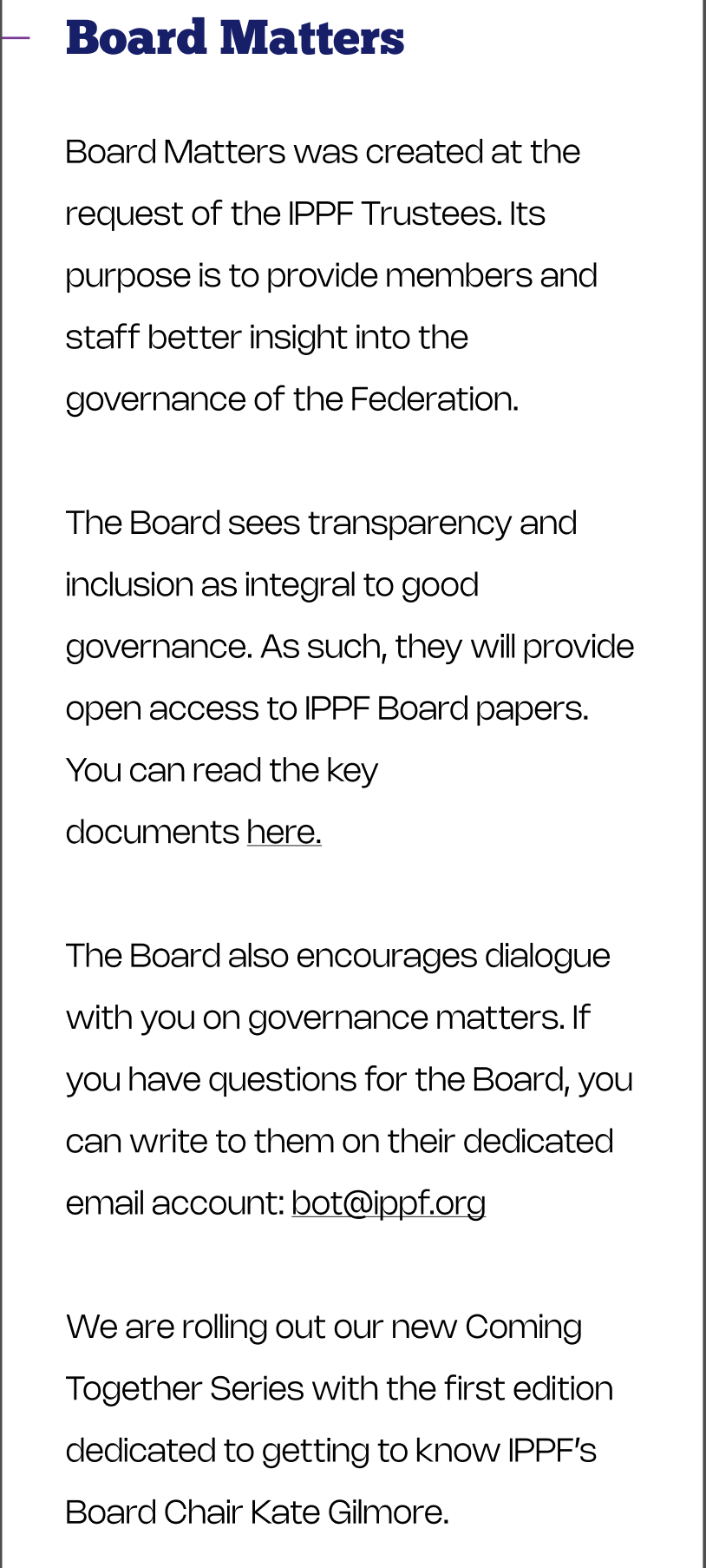 Board matters